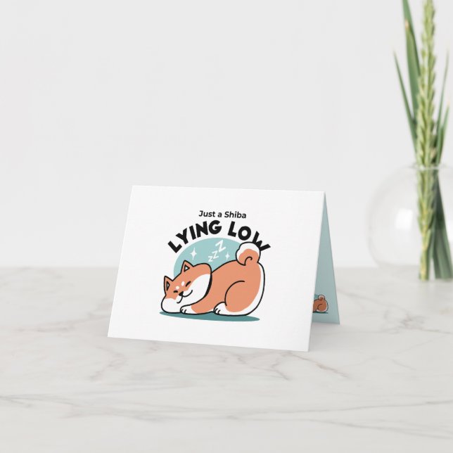 Carte De Remerciements Shiba Inu Art : Juste un Shiba Lying Low (Devant)