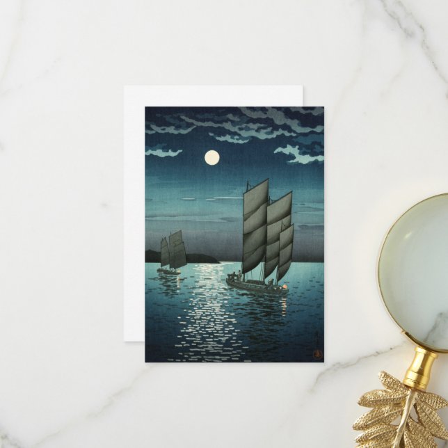 Carte De Remerciements Showa Era, Bateau de Tsuchiya Koitsu (Devant/Arrière en situation)