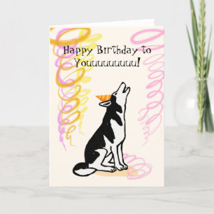 Carte De Remerciements Sibérien husky hurler heureux anniversaire