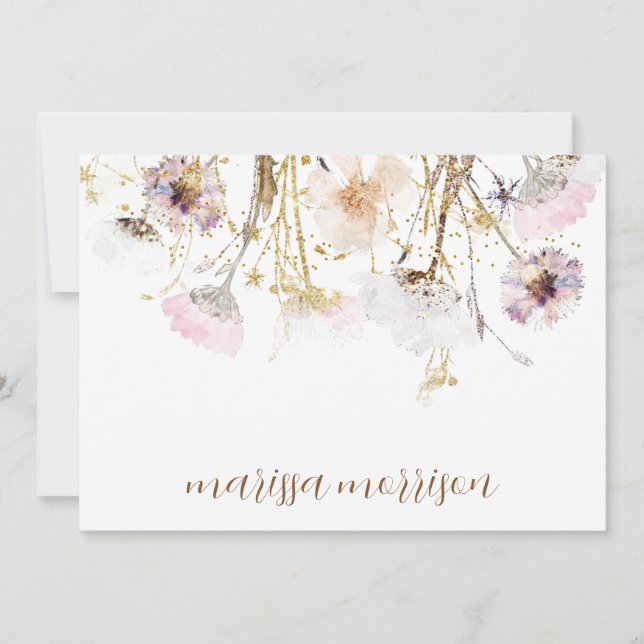 Carte De Remerciements Signature de script personnalisée Fleur sauvage  (Devant)