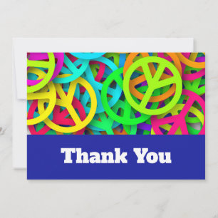 Carte De Remerciements Signes de paix super Motif arc-en-ciel Mariage