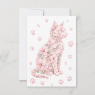 Carte De Remerciements Silhouette de chat floral