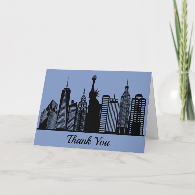 Carte De Remerciements silhouette de la ville de New York (Devant)