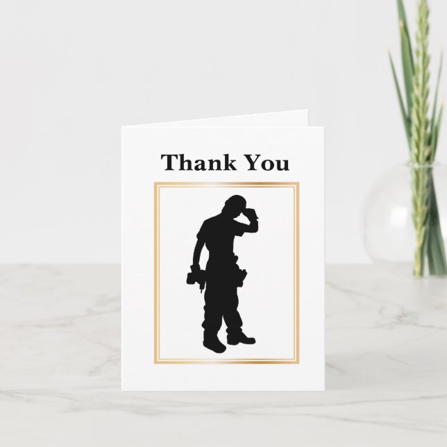 Carte de remerciements Silhouette des ouvriers du  (Devant)