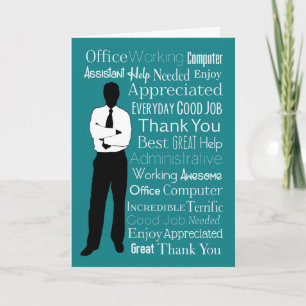 Carte De Remerciements Silhouette homme avec des mots typographiques