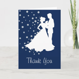 Carte De Remerciements Silhouettes Bleu Marine Mariage Remerciements