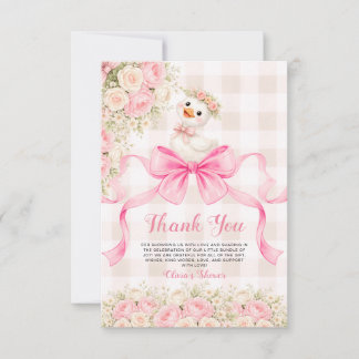 Carte De Remerciements Silly Goose Pink Bow Rose Girl Baby Shower