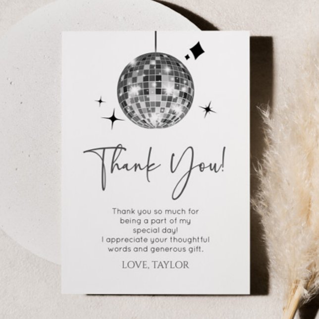 Carte De Remerciements Silver Disco Ball Let's Disco fête d'anniversaire (Créateur téléchargé)
