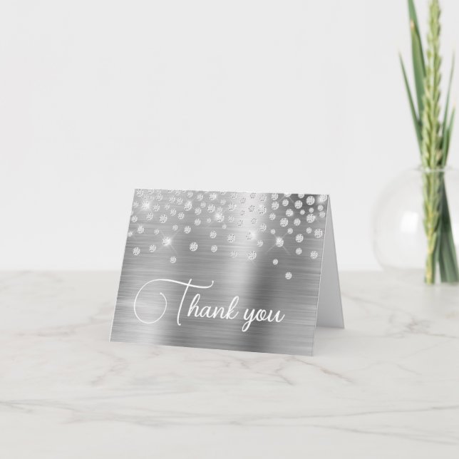Carte De Remerciements Silver Foil Diamond Confetti 50e anniversaire (Devant)
