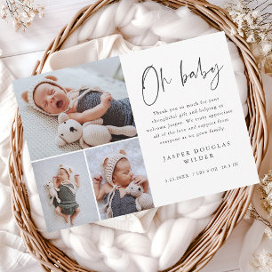 Carte De Remerciements Simple 3 Photo Oh Baby