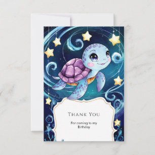 Carte De Remerciements Simple Anniversaire Tortue Bohème Sous l'Océan