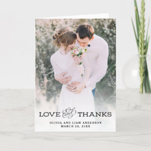 Carte De Remerciements Simple aspect Vintage   Photo Mariage