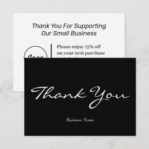 Carte de remerciements simple avec couleur noire e