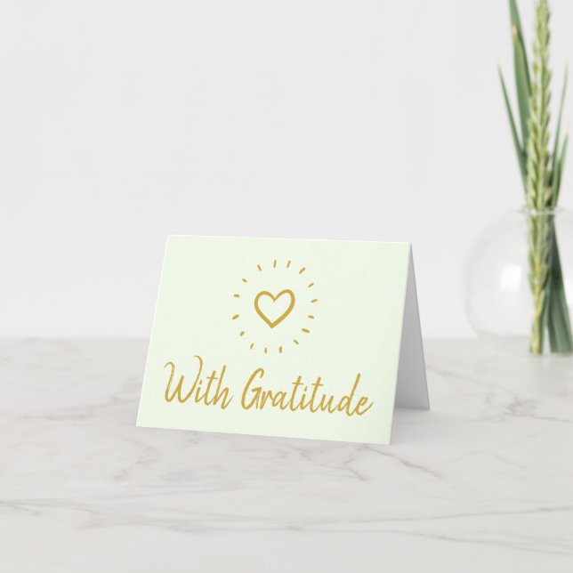 Carte De Remerciements Simple Avec Gratitude Typographie Coeur (Devant)