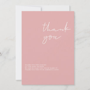 Carte de remerciements simple Baby shower fille ro