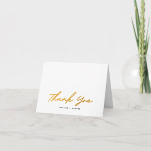 Carte De Remerciements Simple Black Gold White Modern Text Mariage photo