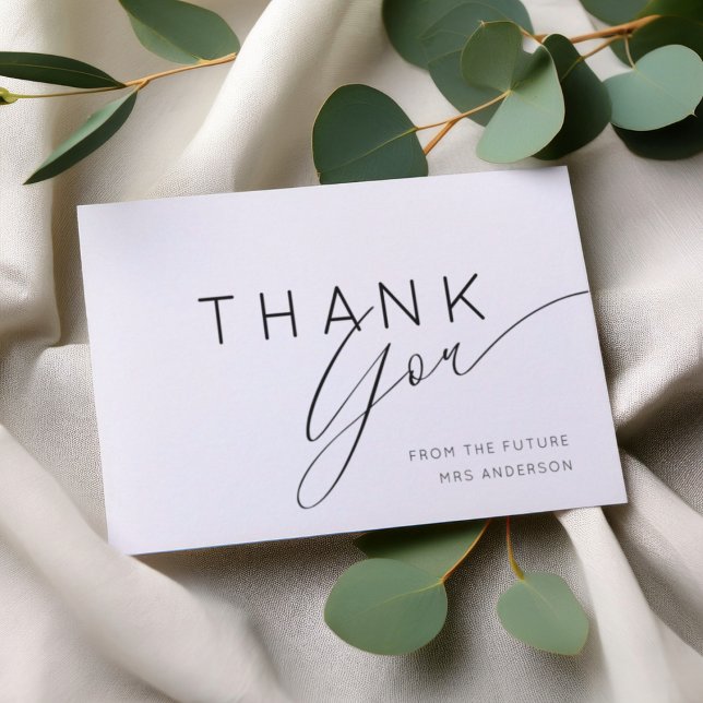 Carte De Remerciements Simple Black & White Thank You Bridal Shower  (Créateur téléchargé)