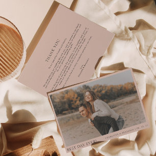 Carte De Remerciements Simple Boho Beige Photo Meilleur Jour Jamais Maria