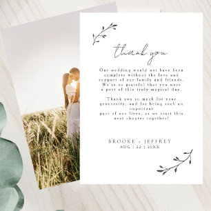 Carte De Remerciements Simple Botanique Chic Moderne Minimale Photo Maria