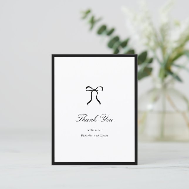 Carte De Remerciements Simple Bow Classic Wedding (Debout devant)