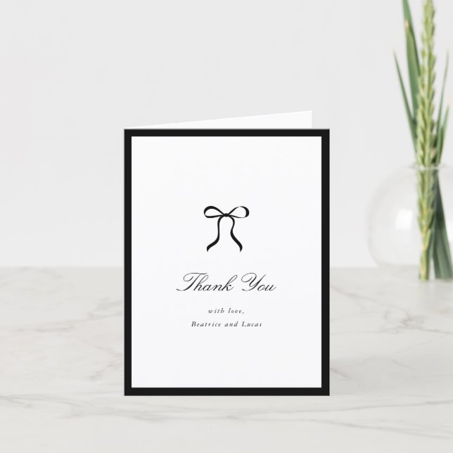 Carte De Remerciements Simple Bow Classic Wedding (Devant)