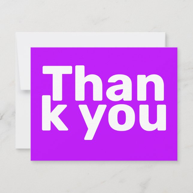 Carte De Remerciements Simple Bright Purple Bold Moderne (Devant)