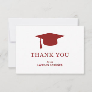 Carte De Remerciements Simple Burgundy Mortar Board Modernité Graduation