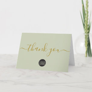 Carte De Remerciements Simple Business Company logo vert Or Noir  