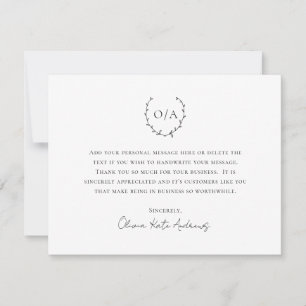 Carte De Remerciements Simple classique Monogramme Wreath Élégant