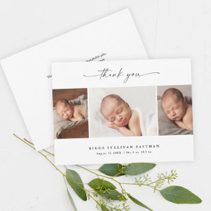 Carte De Remerciements Simple Collage de photos de bébé avec écriture scr