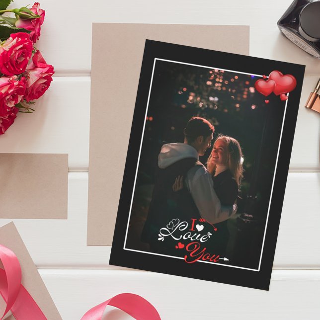 Carte De Remerciements Simple couple noir photo Holiday Card (Créateur téléchargé)