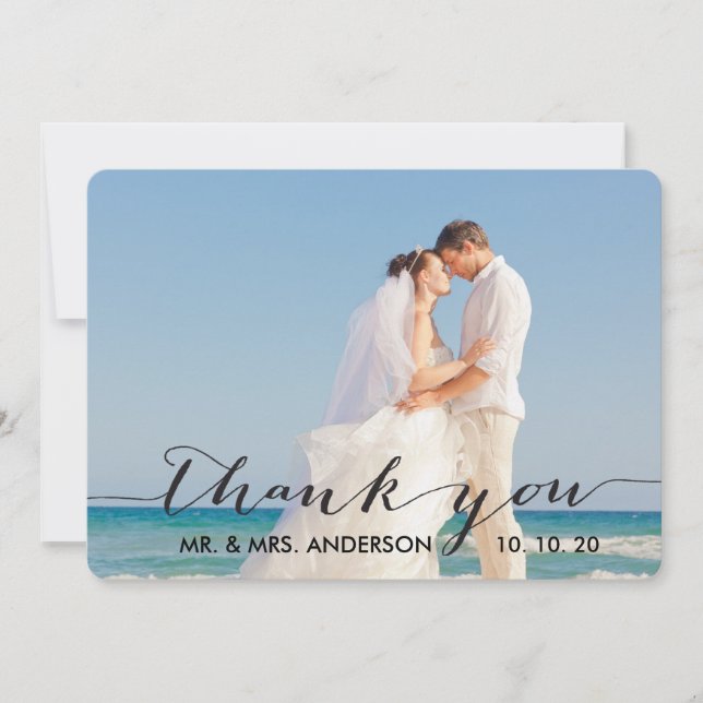 Carte de remerciements simple de mariage (Devant)