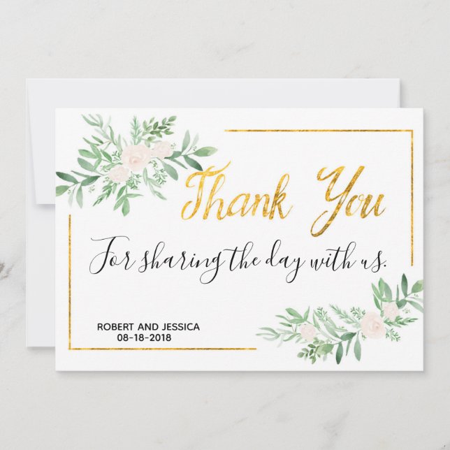 Carte de remerciements simple de mariage de (Devant)