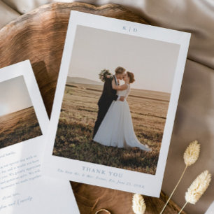 Carte De Remerciements Simple Dusty Blue élégant mariage photo