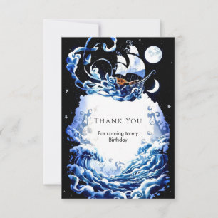 Carte De Remerciements Simple Editable Aventure Pirate Anniversaire