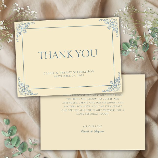 Carte De Remerciements Simple élégant Beurre Jaune Mariage de l'ère de ré (wedding thank you cards for simple thank you notes for formal regency era vintage elopement gifts)