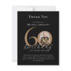 Simple Elegant Black Gold Photo 60e anniversaire