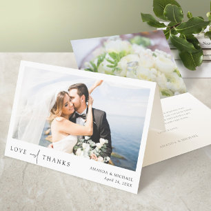 Carte De Remerciements Simple Elegant Black Typography Mariage photo
