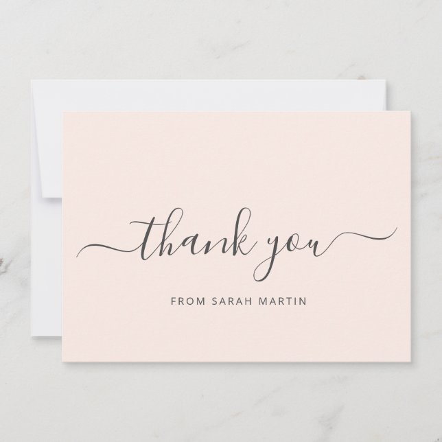 Carte De Remerciements Simple Élégant Business Blush Rose (Devant)