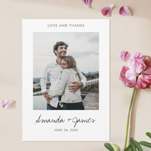 Carte De Remerciements Simple Elegant Green Typography Mariage photo