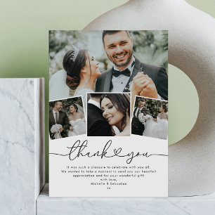 Carte De Remerciements Simple Elegant Heart Mariage Photo