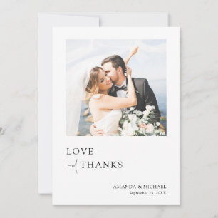 Carte De Remerciements Simple Elegant Love and Thanks Mariage photo