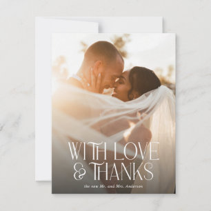 Carte De Remerciements Simple Elegant Love and Thanks Photo Mariage