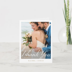 Carte De Remerciements Simple Elegant Modern Gold Photo Mariage