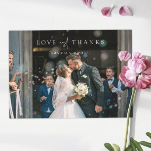 Carte De Remerciements Simple Elegant Moderne Mariage Photo Nouveaux mari