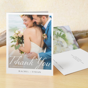 Carte De Remerciements Simple Élégant Moderne Script Photo Mariage
