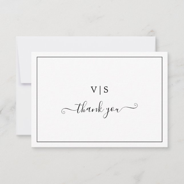 Carte De Remerciements Simple Elegant non photo Mariage (Devant)