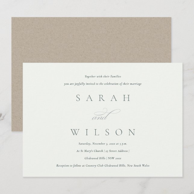 Carte De Remerciements Simple Élégant Script Black & White Wedding Invita (Devant / Derrière)