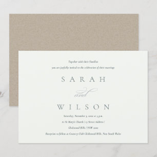 Carte De Remerciements Simple Élégant Script Black & White Wedding Invita