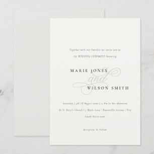 Carte De Remerciements Simple Élégant Script Black White Wedding Invitati